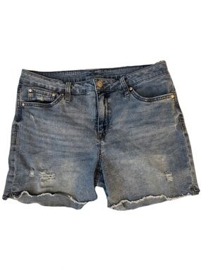 Seven7 Weekend Denim Shorts Tiana Wash Distressed Raw Hem Size 10